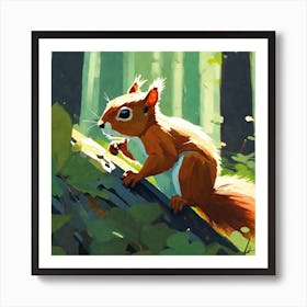 Red Squirrel In The Woods Art Print