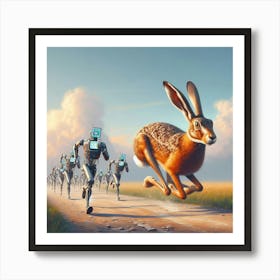 Brown Hare Out Running The Drones 2 Art Print