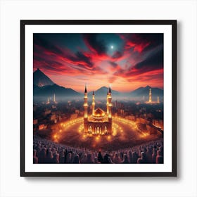 Islamic Mosque At Dusk Art Print