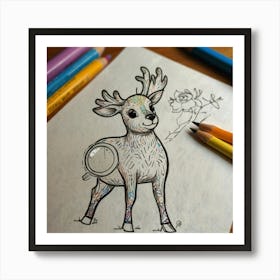 Deer With Magnifying Glass 4 Art Print