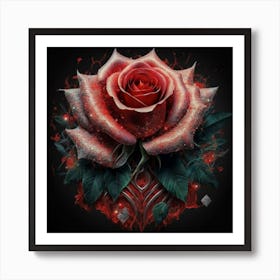 Beautiful red rose with diamonds Art Print