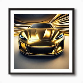 Golden Sports Car 16 Art Print