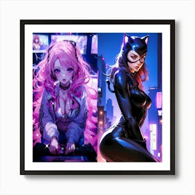 Catwoman And Catwoman Art Print