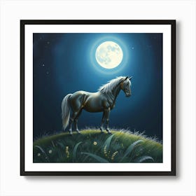 Horse In The Moonlight 22 Art Print