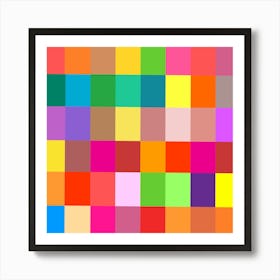 Colorful Rainbow Squares Patch Art Print