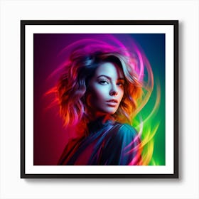 Woman With Colorful Hair Art Print