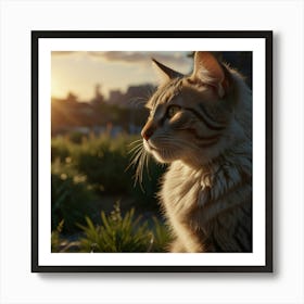 Photo Of Ultra Realistic Cat, Dramatic Light, Pale Sunrise, Cinematic Lighting 1 Art Print