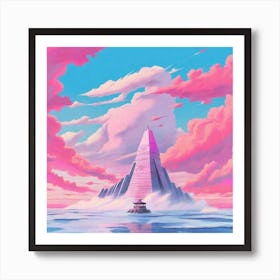 Pink Tower In The Sky Art Print