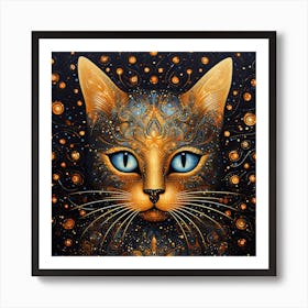 Cat With Blue Eyes Art Print