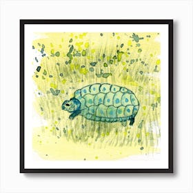 Turtle In Grass Watercolor Painting Art Print