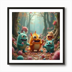 Monsters In The Woods 1 Art Print