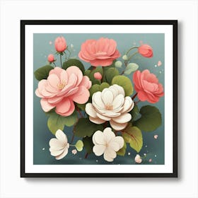 Flowers of Begonia, Vector art 1 Art Print