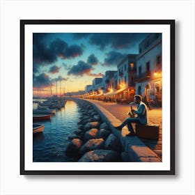 Man On The Shore Art Print