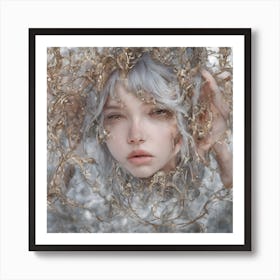 Girl With Silver Hair Art Print