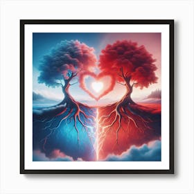 Two Trees In A Heart Shape Art Print