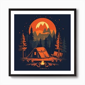 Campfire At Sunset Art Print