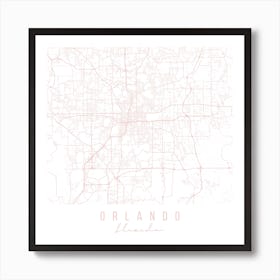 Orlando Florida Light Pink Minimal Street Map Square Art Print