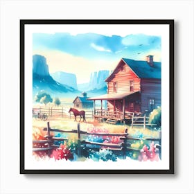 Watercolor Of A Rural House Art Print