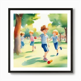 Children Playing In The Park Art Print