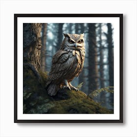 Owl In The Forest 113 Art Print