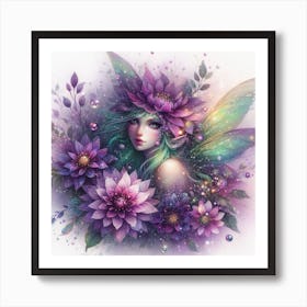 Fairy With Flowers Art Print