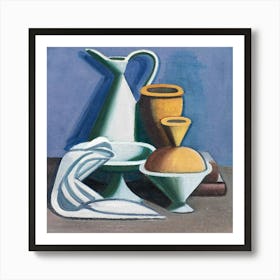 Arrangement With Watering Can, Towel And Jars (1929), Vintage Illustration By Vilhelm Lundstrom Art Print