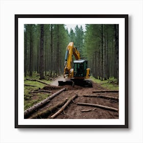 Logging In The Forest Art Print