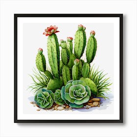 Prickly Elegance: A Cactus Symphony Art Print