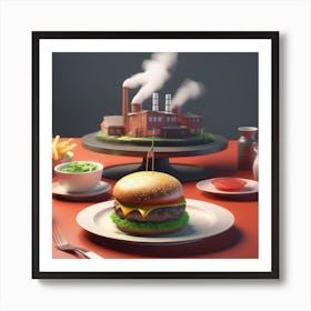Burger And Fries 23 Art Print