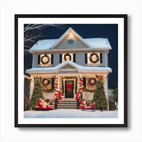 Christmas Decorations On A House 1 Art Print