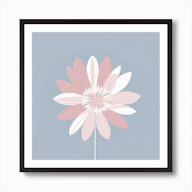 A White And Pink Flower In Minimalist Style Square Composition 364 Art Print