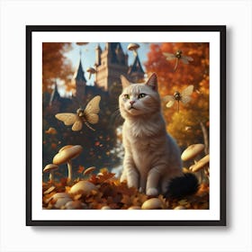 Cat In dragonflies Art Print