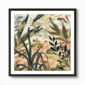 Tropical Frogs Pastel Illustration 1 Art Print