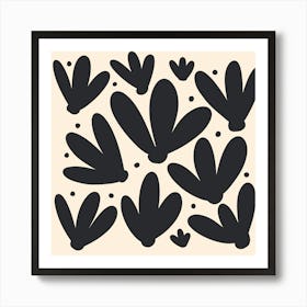 Abstract Monochrome Flowers 1 Art Print