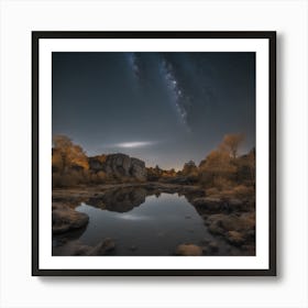 Night Sky Over A River 1 Art Print