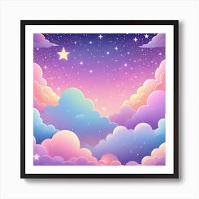 Sky With Twinkling Stars In Pastel Colors Square Composition 157 Art Print