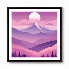 Misty mountains background in purple tone 14 Art Print