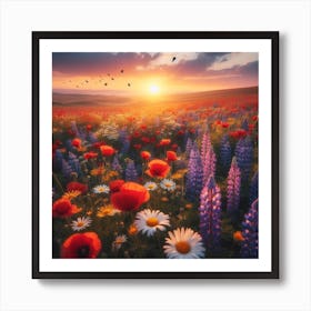 Wildflowers At Sunset Art Print