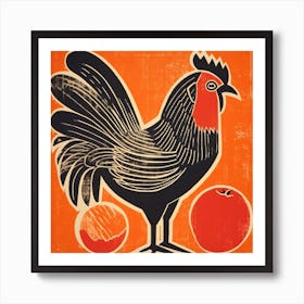 Retro Bird Lithograph Chicken 7 Art Print