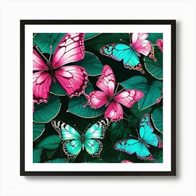 Butterflies In The Garden 1 Art Print