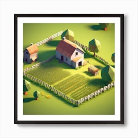 Low Poly Farm 1 Art Print