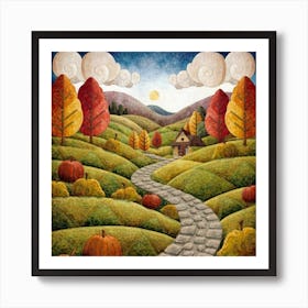 The Winding Road Home. In the middle of the meadows 18 Art Print