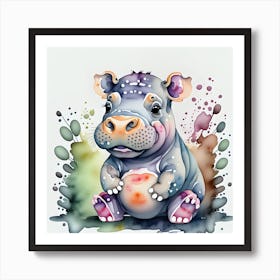 Cute Hippo Art Print