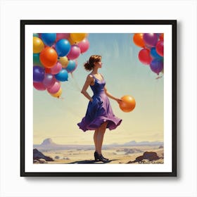 Girl With Balloons Art Print