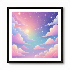 Sky With Twinkling Stars In Pastel Colors Square Composition 74 Art Print