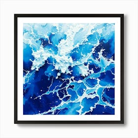 Blue Water Splash 1 Art Print