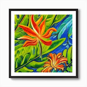 Tropical Flowers One Art Print