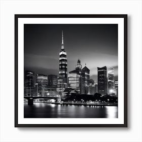 Hong Kong Skyline At Night Art Print