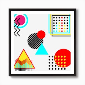 Retro Zigzags Circle Triangle Poster