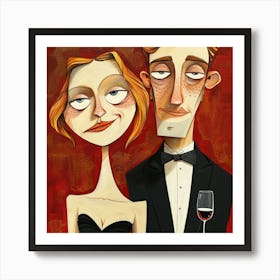 Man And Woman In Tuxedo Art Print